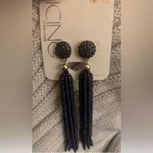 3/$15 ICING elegant black beaded earrings 4”